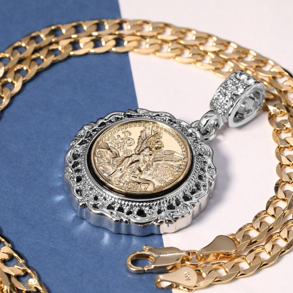 14k Men's Two Tone Silver Necklace